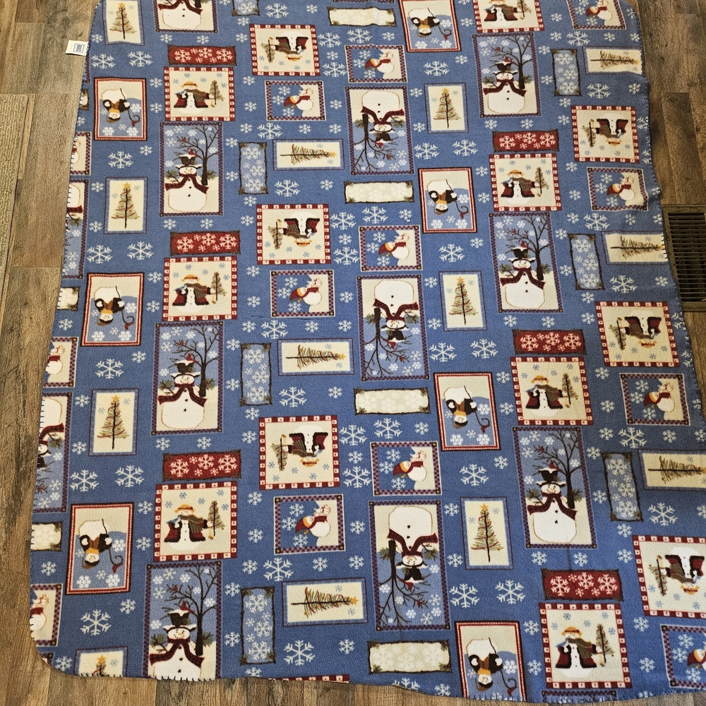 The Big One Blue Snowman Holiday Blanket